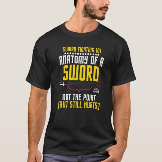 剣戦101解剖学的刀剣レイピアフェンシングF Tシャツ (正面)