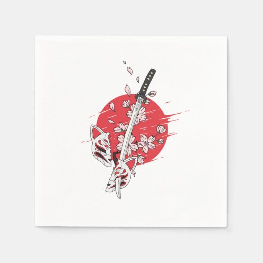 剣日本の日本剣道刀忍者サムライGi スタンダードカクテルナプキン (正面)