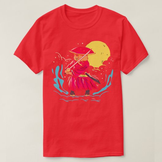 剣構えキャットウォリアー侍(2) Tシャツ (デザイン正面)