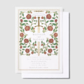 剣王室のフローラ中世ファンタジー結婚ズ ベラム紙招待状 (オフセット)