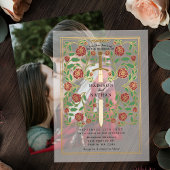 剣王室のフローラ中世ファンタジー結婚ズ ベラム紙招待状