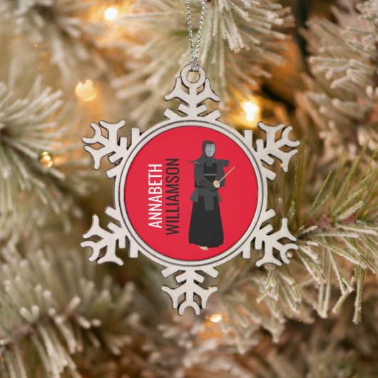 剣道 スノーフレークピューターオーナメント (ツリー)