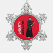 剣道 スノーフレークピューターオーナメント (正面)