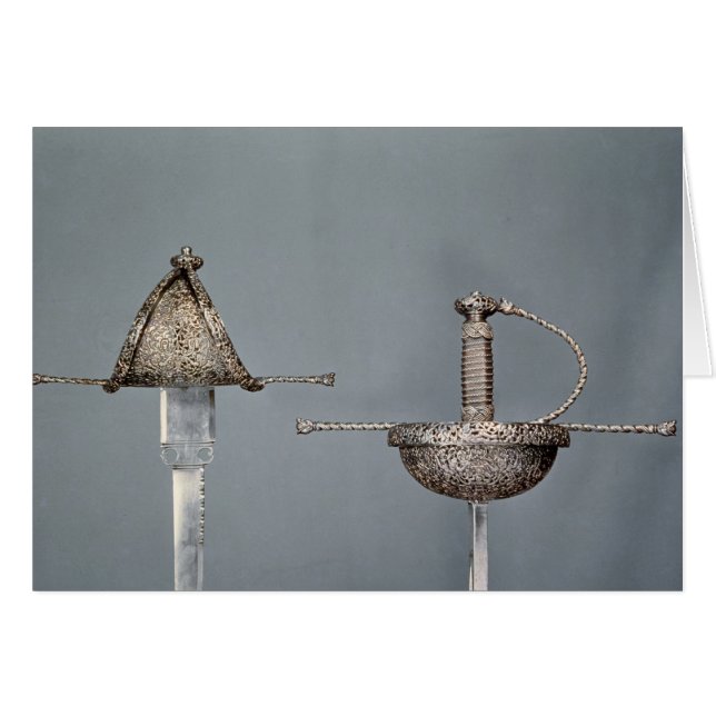 剣: のみで削られた鋼鉄のコップhiltedのレイピア (正面横)