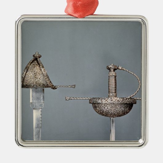 剣: のみで削られた鋼鉄のコップhiltedのレイピア メタルオーナメント (正面)