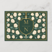 剣&シールド中世ファンタジーウェディングRSVPグリーン エンクロージャーカード (裏面)