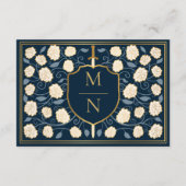 剣&シールド中世ファンタジーウェディングRSVPブルー エンクロージャーカード (裏面)