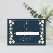 剣&シールド中世ファンタジーウェディングRSVPブルー エンクロージャーカード (スタンド正面)