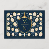 剣&シールド中世ファンタジーウェディングRSVPブルー エンクロージャーカード (裏面)