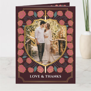 剣&シールド中世ファンタジーモノグラム結婚ズ サンキューカード
