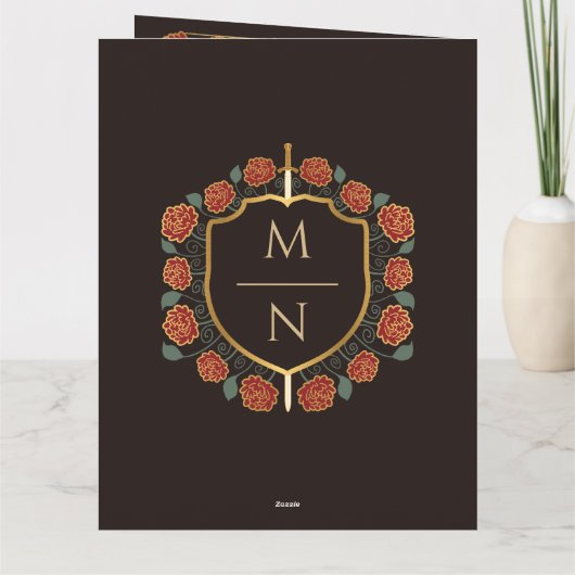 剣&シールド中世ファンタジーモノグラム結婚ズ サンキューカード (裏面)