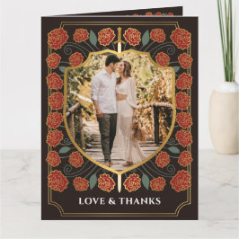 剣&シールド中世ファンタジーモノグラム結婚ズ サンキューカード