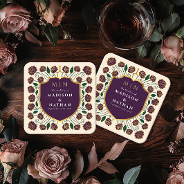 剣&シールド中世ファンタジーモノグラム結婚ズ スクエアペーパーコースター