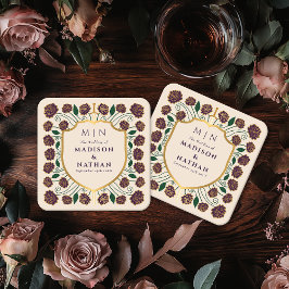 剣&シールド中世ファンタジーモノグラム結婚ズ スクエアペーパーコースター