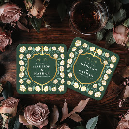 剣&シールド中世ファンタジーモノグラム結婚ズ スクエアペーパーコースター