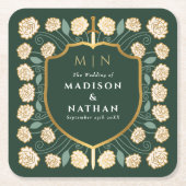 剣&シールド中世ファンタジーモノグラム結婚ズ スクエアペーパーコースター (正面)