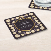 剣&シールド中世ファンタジーモノグラム結婚ズ スクエアペーパーコースター (アングル)