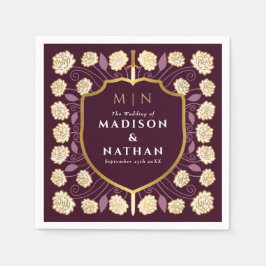 剣&シールド中世ファンタジーモノグラム結婚ズ スタンダードカクテルナプキン