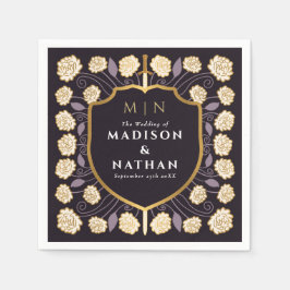 剣&シールド中世ファンタジーモノグラム結婚ズ スタンダードカクテルナプキン