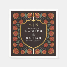 剣&シールド中世ファンタジーモノグラム結婚ズ スタンダードカクテルナプキン