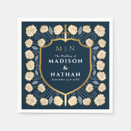 剣&シールド中世ファンタジーモノグラム結婚ズ スタンダードカクテルナプキン