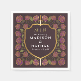 剣&シールド中世ファンタジーモノグラム結婚ズ スタンダードカクテルナプキン