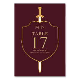 剣&シールド中世ファンタジーモノグラム結婚ズ テーブルナンバー