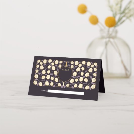 剣&シールド中世ファンタジーモノグラム結婚ズ プレイスカード (正面)