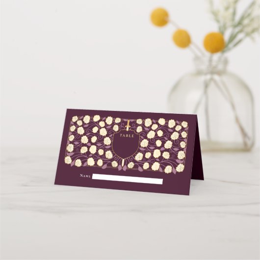 剣&シールド中世ファンタジーモノグラム結婚ズ プレイスカード (正面)