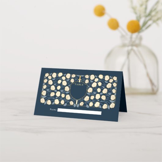 剣&シールド中世ファンタジーモノグラム結婚ズ プレイスカード (正面)