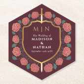 剣&シールド中世ファンタジーモノグラム結婚ズ ペーパーコースター (正面)