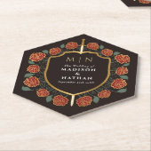 剣&シールド中世ファンタジーモノグラム結婚ズ ペーパーコースター (アングル)