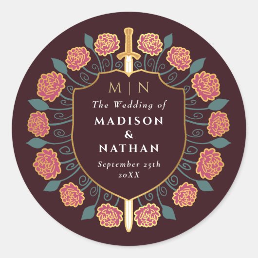 剣&シールド中世ファンタジーモノグラム結婚ズ ラウンドシール (正面)