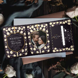 剣&シールド中世ファンタジーモノグラム結婚ズ 三つ折り招待状