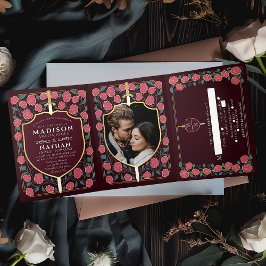 剣&シールド中世ファンタジーモノグラム結婚ズ 三つ折り招待状