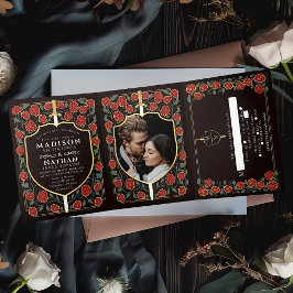 剣&シールド中世ファンタジーモノグラム結婚ズ 三つ折り招待状