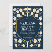 剣&シールド中世ファンタジーモノグラム結婚ズ 招待状 (正面)