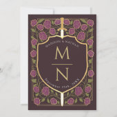 剣&シールド中世ファンタジーモノグラム結婚ズ 招待状 (裏面)