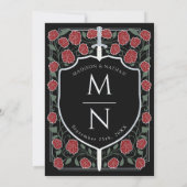 剣&シールド中世ファンタジーモノグラム結婚ズ 招待状 (裏面)