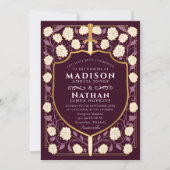 剣&シールド中世ファンタジーモノグラム結婚ズ 招待状 (正面)