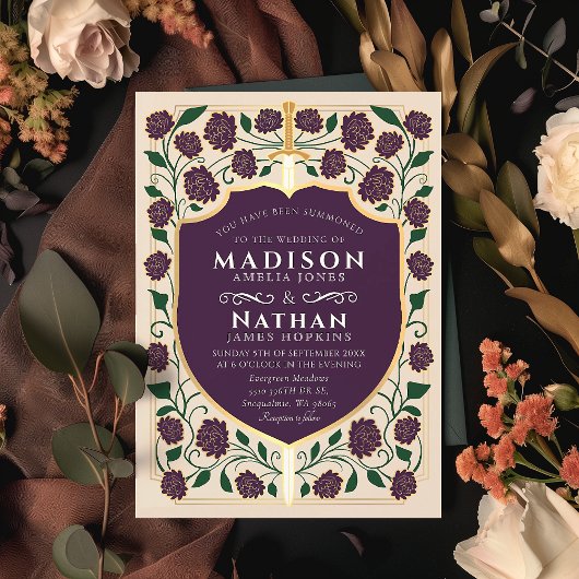 剣&シールド中世ファンタジーモノグラム結婚ズ 招待状