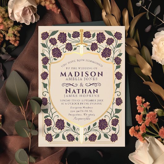 剣&シールド中世ファンタジーモノグラム結婚ズ 招待状