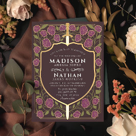 剣&シールド中世ファンタジーモノグラム結婚ズ 招待状