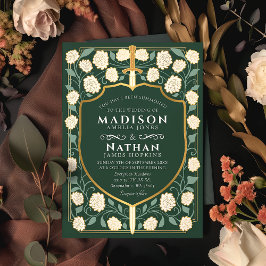 剣&シールド中世ファンタジーモノグラム結婚ズ 招待状