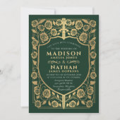 剣&シールド中世ファンタジーモノグラム結婚ズ 招待状 (正面)