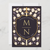 剣&シールド中世ファンタジーモノグラム結婚ズ 招待状 (裏面)