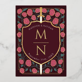 剣&シールド中世ファンタジーモノグラム結婚ズ 箔招待状 (裏面)