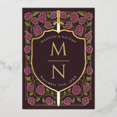 剣&シールド中世ファンタジーモノグラム結婚ズ 箔招待状 (裏面)