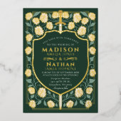 剣&シールド中世ファンタジーモノグラム結婚ズ 箔招待状 (正面)