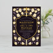 剣&シールド中世ファンタジーモノグラム結婚ズ 箔招待状 (立ち正面)